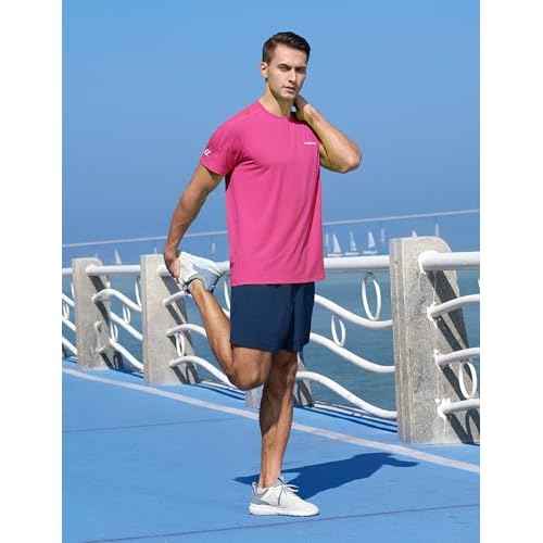 EZRUN Men's Lightweight Short Sleeve T-Shirt Quick Dry Workout Running Athletic Swim Shirts Fishing Rash Guard