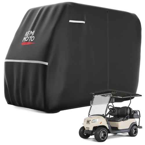 KEMIMOTO 600D Waterproof Golf Cart Cover, Universal Heavy Duty Large Golf Cart Rain Cover with Storage Bag Compatible with EZGO Club Car 2/2+2/4 Passenger, Black