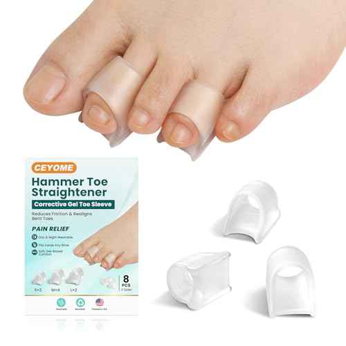 Hammer Toe Straightener Corrector for Women & Men ? 8 Pack Gel Toe Splints to Correct Toes, Realign Bent, Claw, Crooked, Curled Toes ? Toe Straighteners for Walking & Standing ? 3 Sizes (S/M/L)