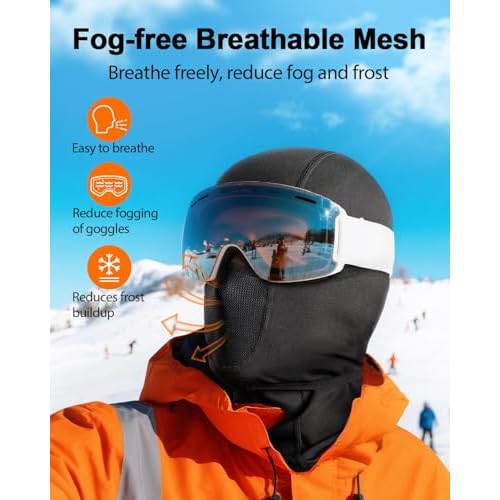 RIGWARL Winter Balaclava Ski Mask for Men Women, Windproof Thermal Fleece Face Cover with Movable Design & Glasses Holes, Warm Neck Hood Gifts for Cold Weather Skiing, Cycling, Running, Outdoor Work