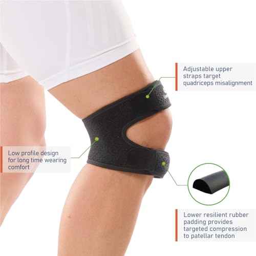 Dual Knee Strap Patella Brace for Knee Pain Relief, Runner¡¯s Knee, Jumper¡¯s Knee, Gym Exercise, Patellar Tendonitis, Osgood-Schlatter (Black, L/XL)
