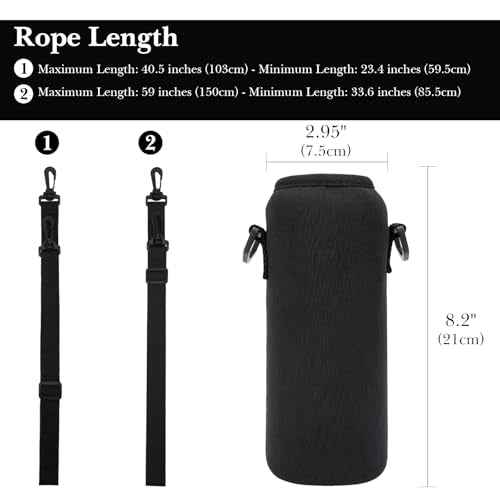 Linkidea Water Bottle Carrier with Strap Compatible with Gatorade Plastic Squeeze 32oz, Insulated Squeeze 30oz, Waterbottle Sling Bag Holder, Extra Long Shoulder Strap (59'') (Black)