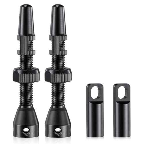 HZJD 2PCS Tubeless Valves, Black, Alloy Presta Valve Stem, Integrated Core Removal Tool(44 mm)