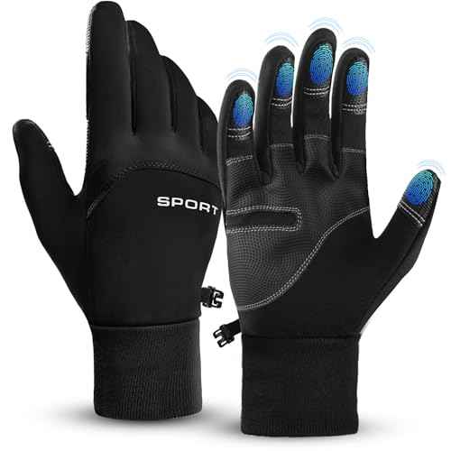 AURUZA Cycling Gloves for Men Winter Cold Weather, Windproof Winter Gloves for Men, Waterproof Touch Screen Anti-Slip Warm Gloves Liners for Cycling Biking Walking Sporting Driving X-Large