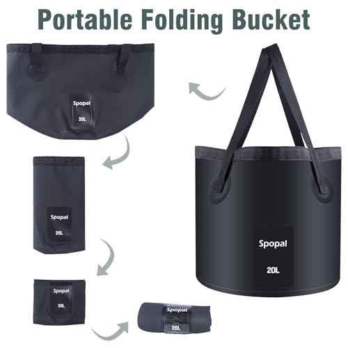 Collapsible Bucket with Handle 20L, Multifunctional Folding Water Container for Camping, Hiking, Traveling, Fishing, Laundry, Gardening, Waterproof, Durable, Lightweight