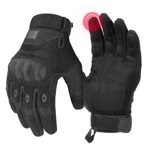 KEMIMOTO Tactical Gloves for Men, Touchscreen Motorcycle Gloves with Hard Shell & Palm Padding for Sports Motorcycle Cycling Tactical Airsoft Paintball Hunting Hiking Camping Climbing