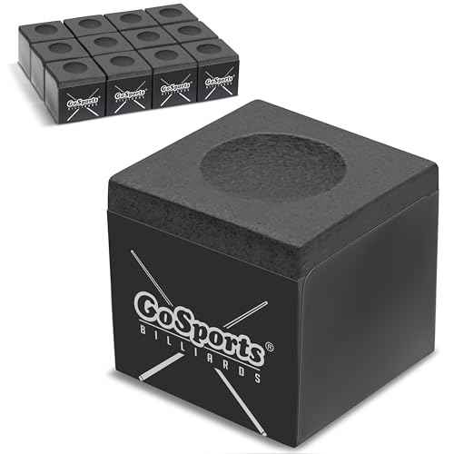GoSports Premium Pool Cue Chalk Cube 12 Pack - Black, Blue, Red, or Green - Billiards Pool Stick Chalk