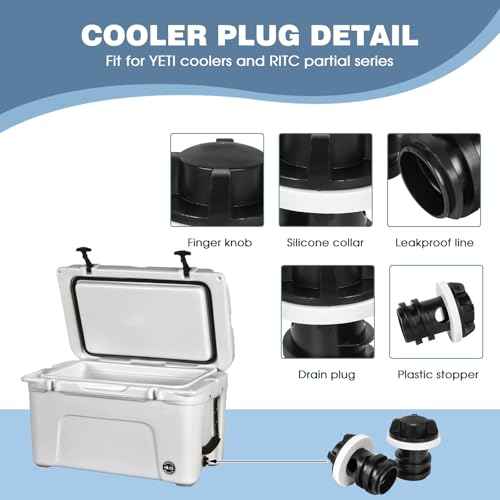 Cooler Drain Plug, 2 Pack Cooler Plug Replacement Parts Accessories Leak-Proof Drain Plugs Compatible with Yeti Roadie, Tundra, RTIC, Tank Coolers