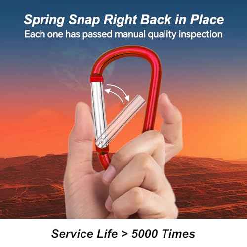 Carabiner Clip Multi Size Pack, Aluminum Carabiner Includes Small 2 Inch Carbineers, Medium 2.3" D Ring Clip, Large 3 Inch Caribiner Heavy Duty for Backpack