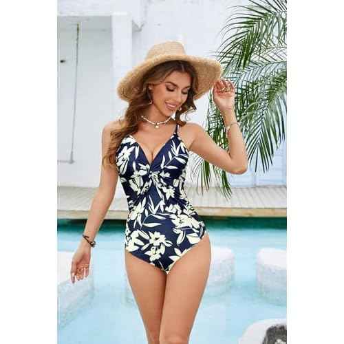 GRACE KARIN Women's One Piece Swimsuits with Cover Up Skirt Tummy Control V Neck Bathing Suits