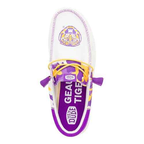 HEYDUDE Wally Tri LSU Purple/Yellow Size M14, Men¡¯s Shoes, Men's Slip-on Loafers, Comfortable & Light-Weight