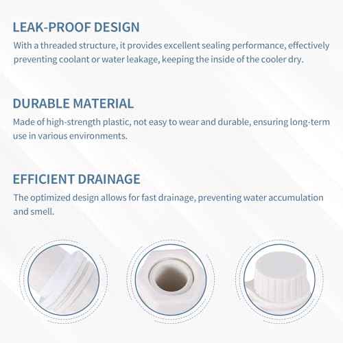 BOXOB Cooler Drain Plug Kit for Igloo, Threaded Drain Plug with Plastic Tethered Cap for Cooler Replacement Parts and Accessories Anti-Leak Compatible with Igloo 50-165 Qt(White)