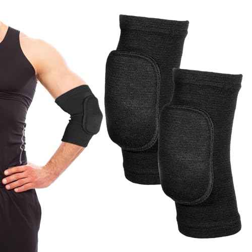 cobee 1 Pair Tandem Volleyball Elbow Pads, Arm Brace Ventilate Sport Elbow Protector Strap, Black Elbow Pads Arm Pads With Padded Soft Support Cushion for Men And Women