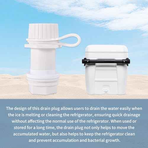 BOXOB Cooler Drain Plug Kit for Igloo, Threaded Drain Plug with Plastic Tethered Cap for Cooler Replacement Parts and Accessories Anti-Leak Compatible with Igloo 50-165 Qt(White)
