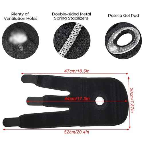 NADUSEP Knee Brace for Men Women, Adjustable Compression Sleeve Wrap Patellar Pad Tendon Knee Support Knee Strap for Running Sport