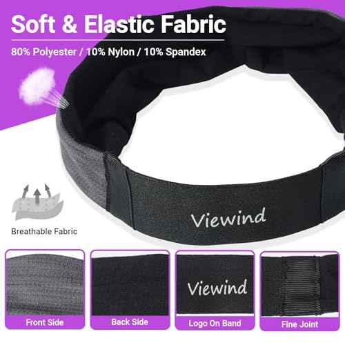 Sweatband for Men & Women, Wide Sports Headband for Running Biking Exercise, Soft & Elastic, 2 Colors Dark Gray White