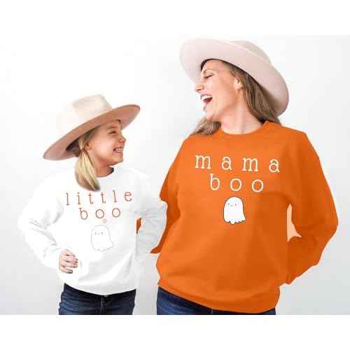 JINTING Mommy and Me Matching Outfits Halloween Little Boo Sweatshirt Spooky Mama Long Sleeve Shirt Tops