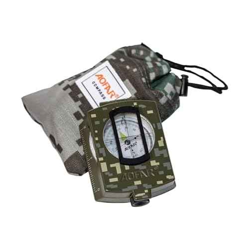 AOFAR Military Compass,AF-4580 Lensatic Sighting, Waterproof and Shakeproof with Map Measurer Distance Calculator, Pouch for Camping, Hiking