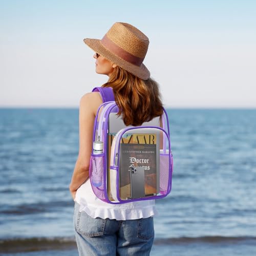 HEEYA Clear Backpack Heavy Duty Transparent Backpack for Security, Sports, Work, Travel, Stadium