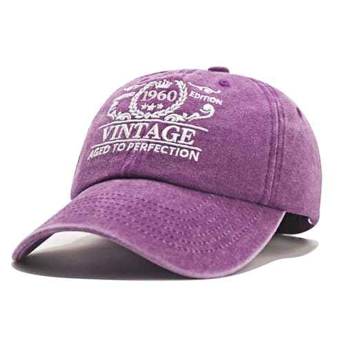 65th Birthday Gifts for Men Women, 1960 65th Birthday Decorations - Adjustable Embroidered Baseball Cap