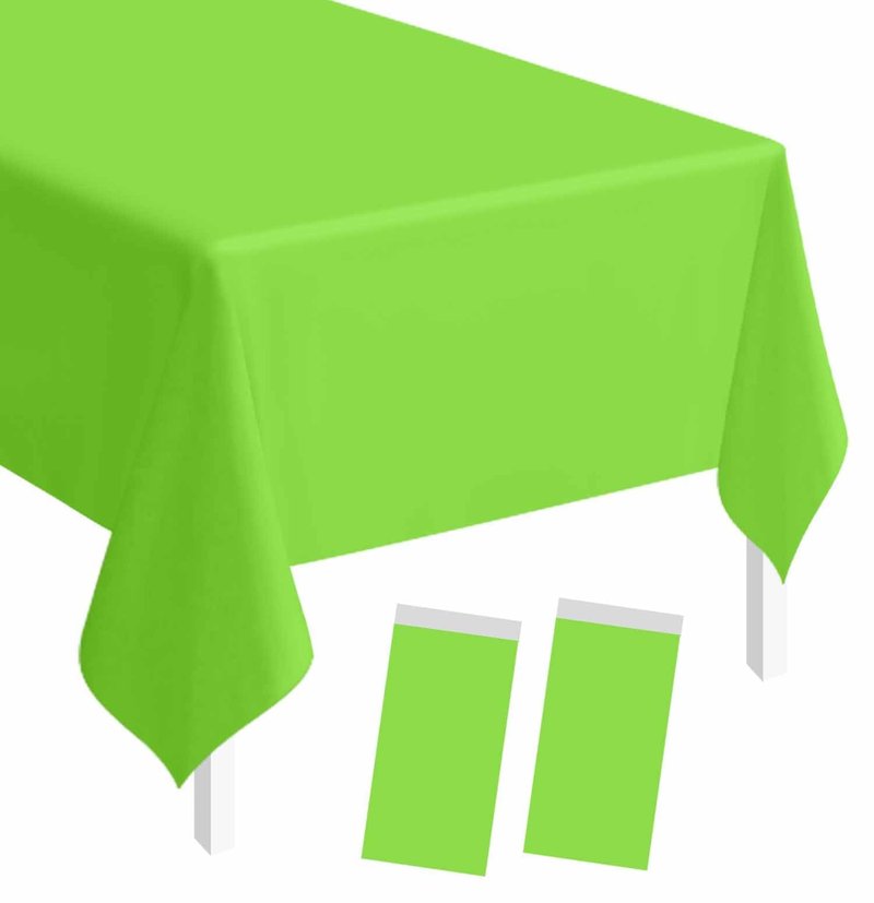 SietDESEO 2 Pack Lime Green Plastic Tablecloth Rectangle 54 x 108 Premium Disposable Table Cloth Plastic Lime Green Table Cover for Wedding Baby Shower Party Decorations