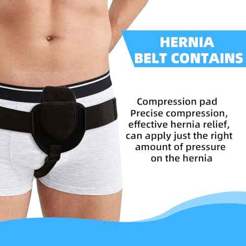 Hernia Belt for Men, Left or Right Inguinal Hernia Support Belt Pain Relief With Removable Compression Pads Adjustable Groin Hernia Truss for Pre/Post Surgery, Inguinal, Femoral and Groin Hernias
