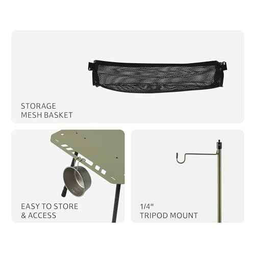 Naturehike Tactical Camping Table with Adjustable Height, Collapsible Table Lightweight with Carry Bag for Camping, Travel expeditions, Hiking, Picnics, BBQs & Beach Trips