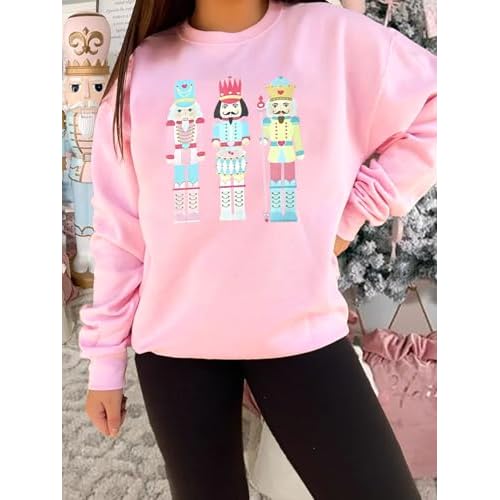 Women's Christmas Nutcracker Sweatshirt Crewneck Long Sleeve Shirt Xmas Holiday Pullover Tops