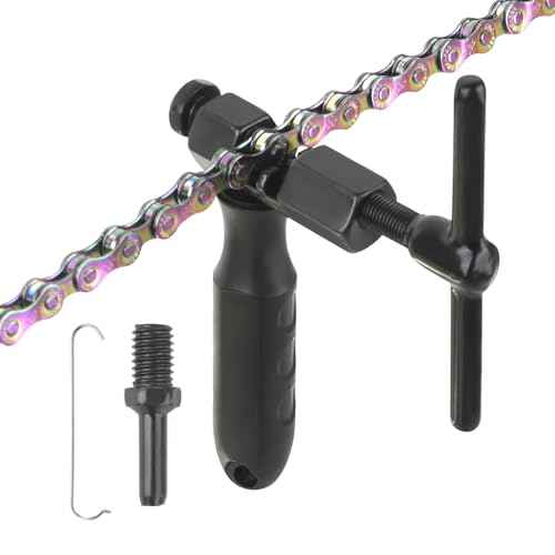 Bike Chain Breaker Tool, Universal Bicycle Chain Tool for 1/3/5/6/7/8/9/10/11/12/13 Speed Chains Link Durable Bike Chain Cutter Tool with Spare Replaceable Pin
