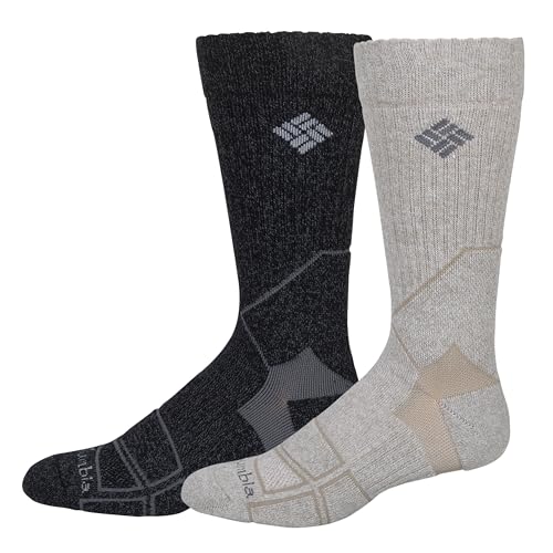 Columbia Mens 2 Pack Medium Weight Hiking Crew Socks