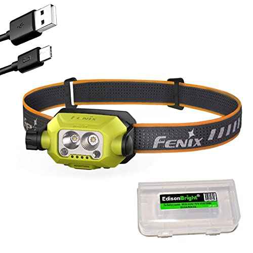 Fenix WH23R 600 Lumen USB Rechargeable Gesture/Motion Control spot/Flood headlamp with EdisonBright Accessory case Bundle