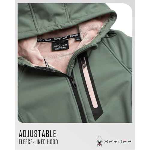Spyder Womens Softshell Jacket - Lightweight Terry Fleece Hoodies for Women Water Resistant Zip Up Womens Windbreaker Jacket