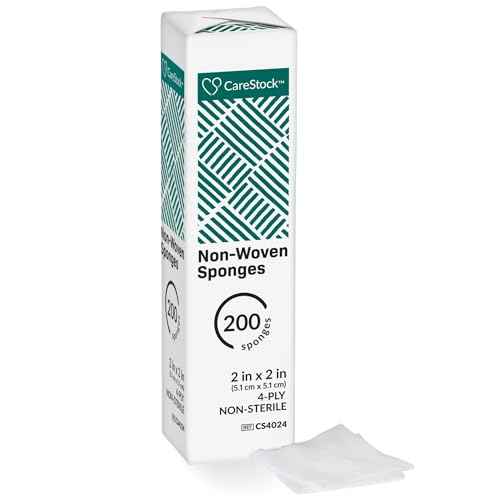 CareStock Gauze Pads 2x2 [200 Count] ? 4-Ply Non-Woven Gauze Sponges, Non-Sterile, Soft, Lint-Free, Highly Absorbent Medical Grade Cotton for Wound Care, First Aid & Medical Use