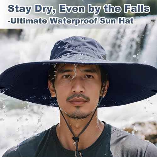 Super Wide Brim Fishing Hat for Men and Women,UPF50+ Waterproof Bucket Hat for Fishing, Hiking, Camping