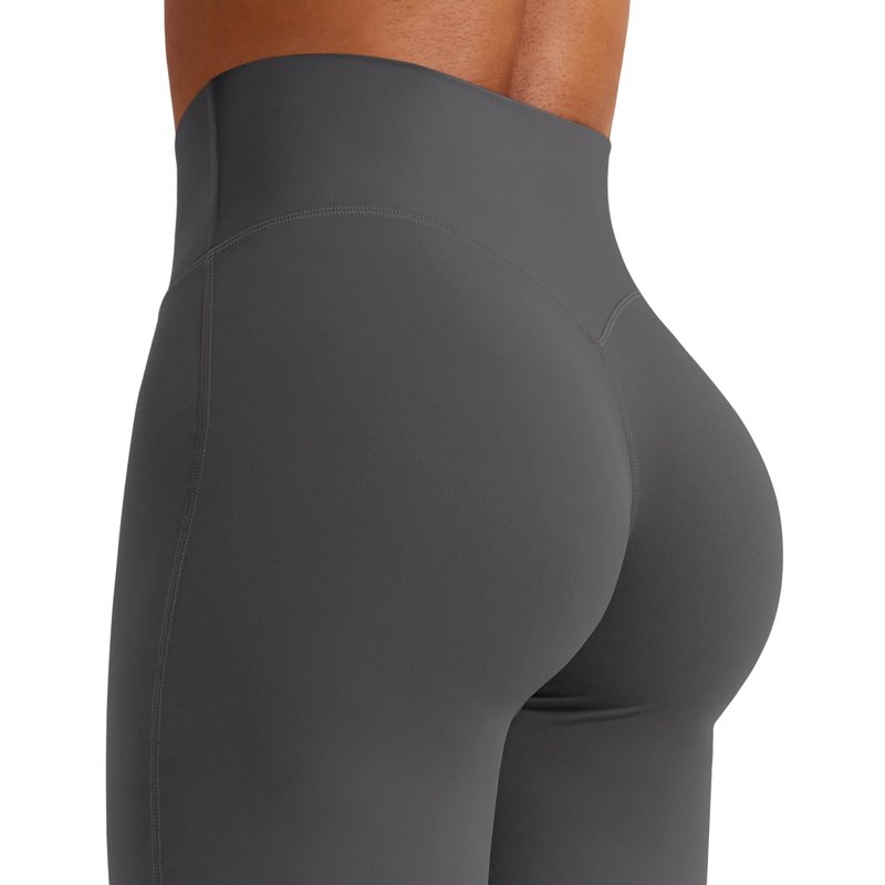 YEOREO Workout Leggings Womens No Front Seam Straight Leggings 33" High Waist Buttery Eddiy Gym Yoga Pants Dark Gray XS