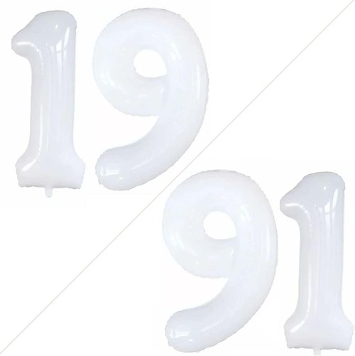 GOER Jumbo 42-Inch Number 19 Balloons - Sweet 19 Birthday Party Decorations | White Foil Helium Balloons