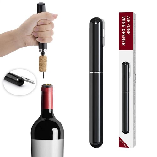 IPEROT Wine Bottle Opener, IPEROT Air Pressure Wine Corkscrew With Cutting Wine Bottle Foil Knife, Effortlessly Open Wine Bottles Without Damaging Corks, Easy-to-Use(Black)