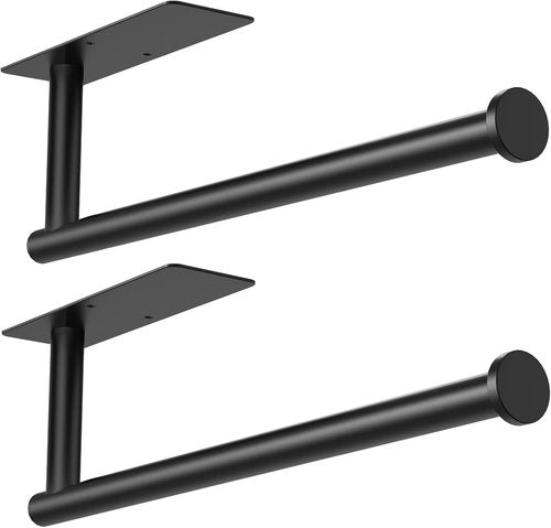 CUXIXA Under Cabinet Paper Towel Holder - Wall Mount 2-Pack with Self-Adhesive & Screws | Stainless Steel, Black