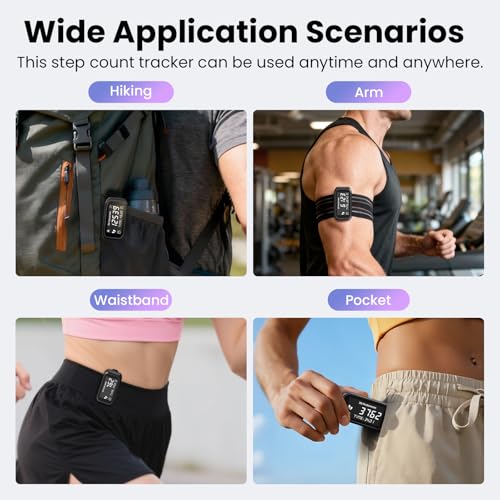 3D Pedometer for Walking, Accurate Step Counter with LCD Display for Step Calorie Tracker Clip-On Wearable Pedometer Daily Activity Data Monitor Rechargeable Portable Fitness Tracker Device