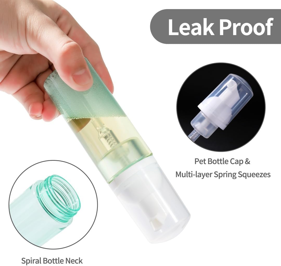 Skiennix Foam Pump Bottle - 3 Pack Travel Size 60ml Clear Plastic Dispenser | Mini Refillable Containers