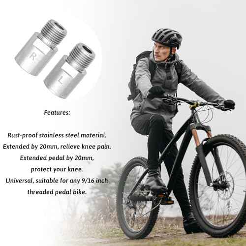 Bike Pedal Extenders, 1 Pair Steel Bicycle Pedal Adapter Extended Fit 9/16 inch Spindle Pedals Bike, Heavy Duty Steel Bicycle Pedal Extender, Extend by 20mm/0.79inch