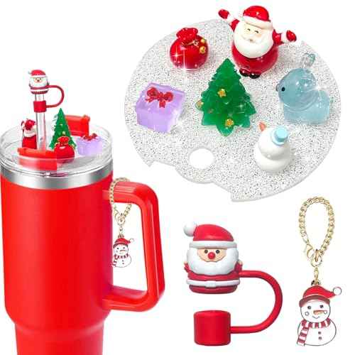 Cup Lid Accessories for Stanley Cup, 1Pcs Siliocne Straw Cover Cap Topper, 1Pcs Cute Charms for Stanley Cups 40oz Tumbler with Handle