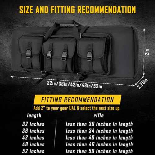 DULCE DOM 32/36/42/48/52 inch Double Rifle Case Soft Bag Gun Case, Perfect for Rifle Pistol Firearm Storage and Transportation, All Around Shooting Range Tactical Rifle Backpack, Indoor Outdoor