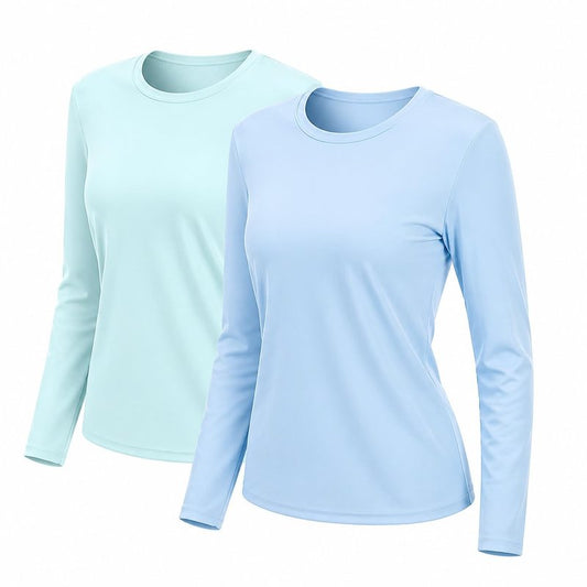 NebuKinex 2 Pack Rash Guard for Women UPF 50+ Sun Shirts UV Protection Long Sleeve Workout Tops Lightweight Quick Dry Swim Hiking Shirt Small