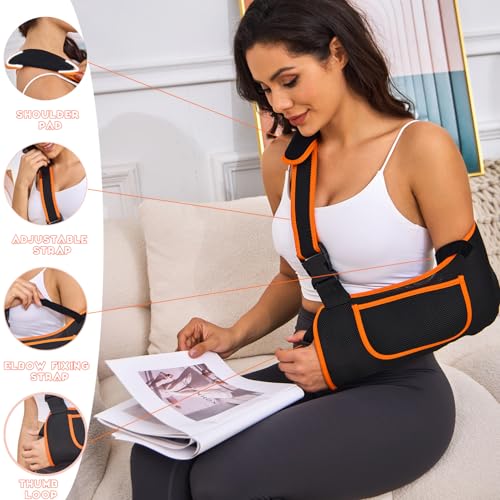Arm Sling for Women&Men with Enhanced Size Adjustable Sling for Arm Support, Elbow Wrist Left Right Arm Sling with Buckle Design (M)
