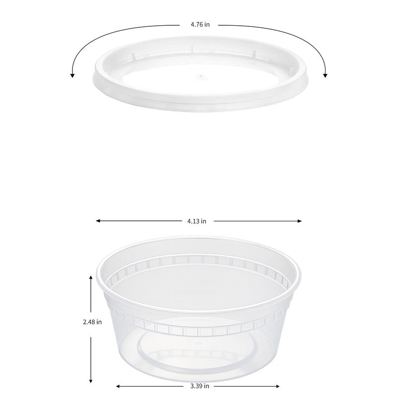 plaspapier 8 oz Clear Plastic Condiment Cups - 48-Pack with Lids, Airtight Small Food Containers, BPA-Free, Dishwasher Safe