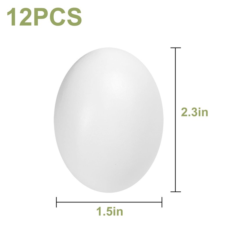 QMET 12 Pieces White Wooden Fake Eggs, Wood Eggs for Easter Crafts & DIY Decorations