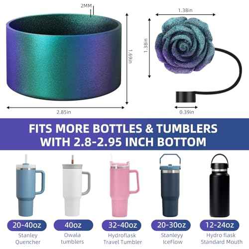 Gradient Silicone Boot and 2 PCS 10MM Glitter Straw Cover, Anti-Slip Sleeves Bottom Protector Compatible with Stanley Cup 20 30 40 Oz Water Bottle 2.8-3IN Base Halloween Tumbler Accessories Gifts