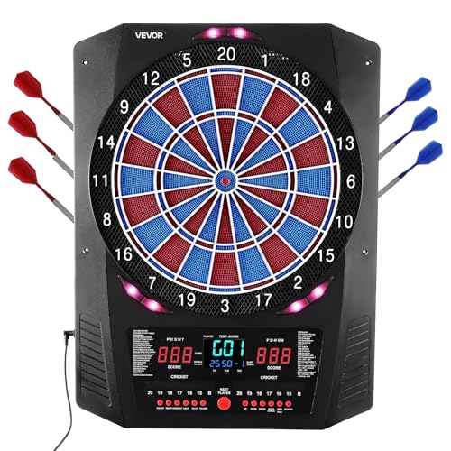 VEVOR Electronic Dart Board, 13.5" Target Dartboard with 45 Games & 474 Variations for Up to 8 Players, 6 Dart Shafts with Flights & 50 Soft Tips, Color LED Cricket Scoring Screen for Home Party Bar