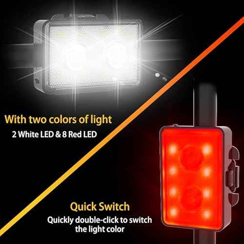 Bike Lights for Night Riding, USB Rechargeable, Front and Back, 3+4 Modes, Headlight and Taillight Set, IP44 Waterproof, Accessories, Night, (2 Pack)